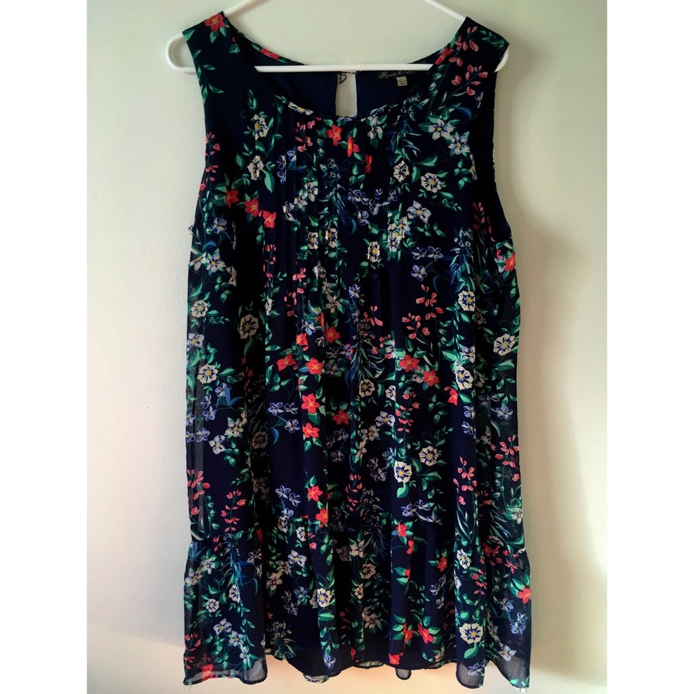 Navy blue floral babydoll dress